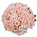 Artificial Flowers Rose Bouquet - 2 Pack Fake Flowers Silk Plastic Artificial White Roses 18 Heads Bridal Wedding Bouquet for Home Garden Party Wedding Decoration