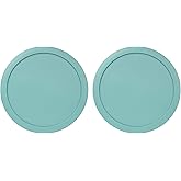 Replacement Lids fits Pyrex 6 & 7-Cup Glass Food Storage Container Bowls, 7.5-Inch Plastic Round Lids Covers for Pyrex 7402-PC, Airtight & Leakproof (2-Pack, Turquoise)