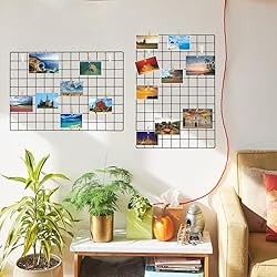 GBYAN 2 Pack Wire Wall Grid Panels with Lights and