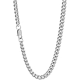 BBXBD 3.5-5mm Width Cuban Link Chains for Men Silver Stainless Steel Necklace Chain Mens Necklace No Tarnish，Mens Jewelry，Send Gift Box Valentine's Day 20/22/24 Inch Length