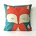 FUNHOM Linen Cotton Fox Pillow Covers Animal Cartoon Cushion Cover Home Decoration Pillow Thick Pillowcase Sofa Cushions Covers