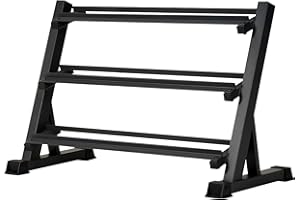 Amuya 3 Tier Dumbbell Rack Stand - Holds 5-50lb, Max Weight Capacity 1100 lb, Weight Storage for Dumbbell Sets