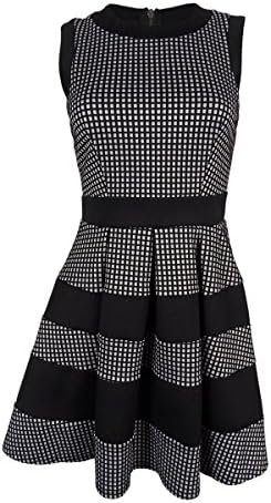 City Studio Juniors' Metallic Trim Flare Dress (3, Black/Silver)