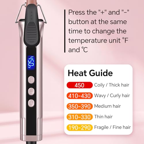 JAETON Curling Wand Hair Curler, Curling Tongs with Clamp, New Upgraded Ceramic Curling Iron, Dual Voltage, Adjustable Temp 100℃-230℃ (9MM)