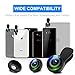 Phone Lens, Jopree Mini【 3 Independent DSLR Cell Phone Camera Lens Kit】, 15X Macro Lens, 120°Wide Angle Lens, 180°Fisheye Lens, Universal Lens for All Smart Phone