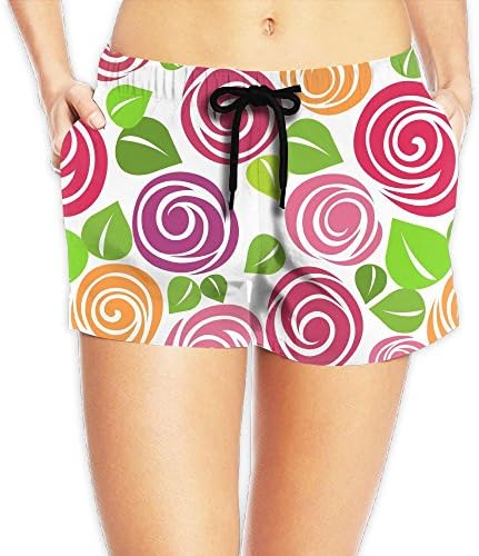 Wpats Roses Background Women Sports Summer Bottom Slit Swim Beach Board Shorts