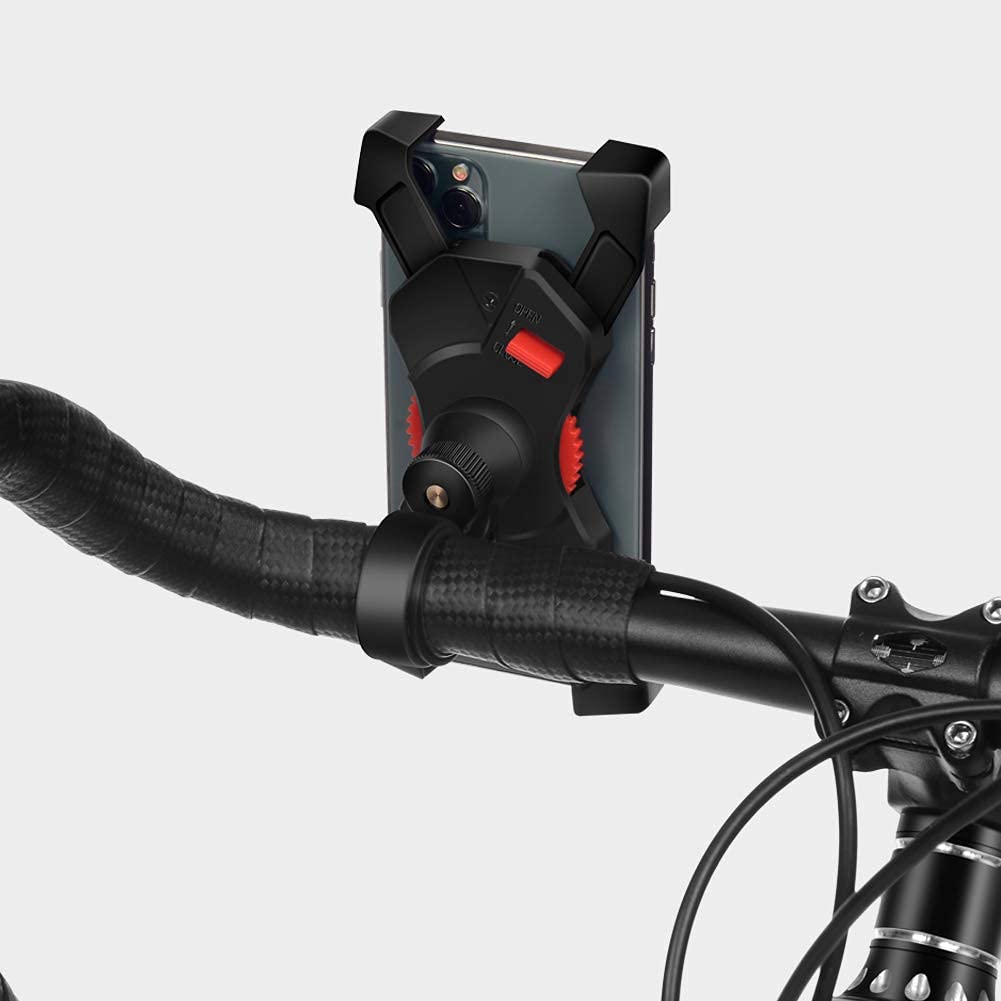 Bike Phone Holder, Motorcycle Phone Holder with Handlebar Clamp for Bicycle, Suitable with iPhone 16 15 14 Pro Max Plus/13 12 11 Pro Max Mini, XS XR X, SE/3.5-6.5 Inch Smartphone, 360 Rotatable