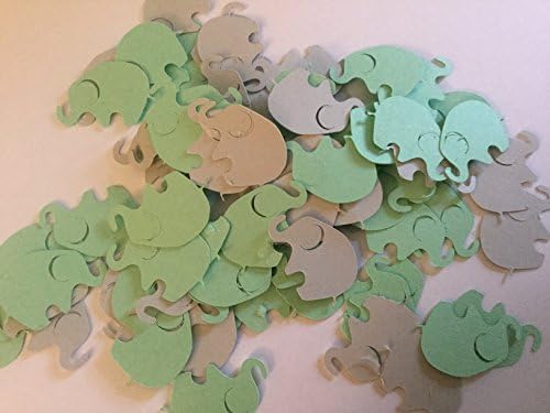 Elephant Confetti, Elephant Baby Shower, Mint Green Gray Elephant Confetti, Elephant Die Cut, Elephant Cut Out, Elephant Birthday, Elephant Theme, 100 pieces