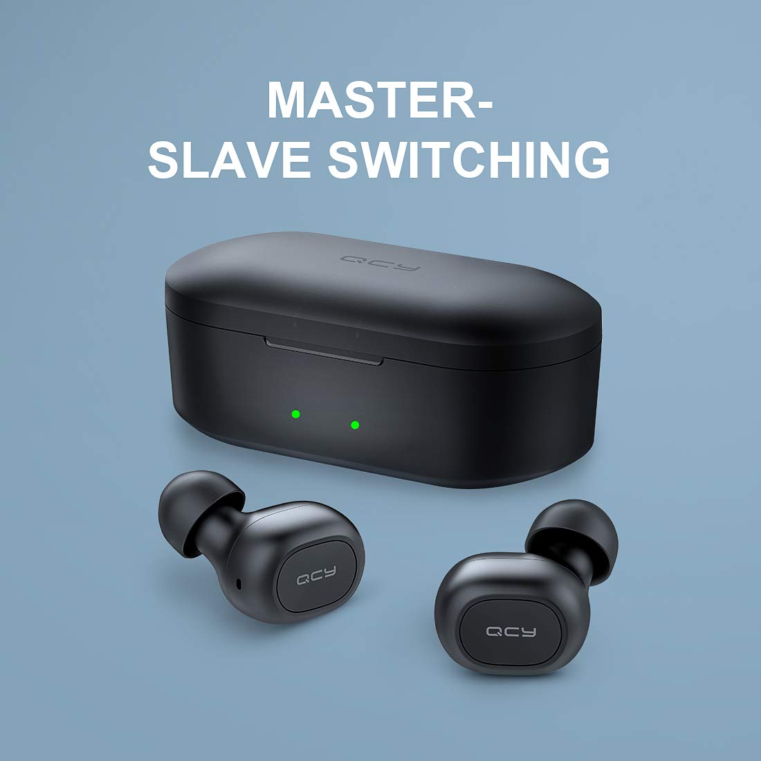 QCY T2C True Wireless Earbuds with Charging Case, 5.0 Bluetooth Headphones, Black