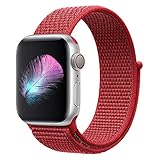 HILIMNY Compatible for Apple Watch Band 38mm, New Nylon Sport Loop, Adjustable Closure Wrist Strap, Replacement Band Compatible for iwatch Series 3 2 1(38mm, red)