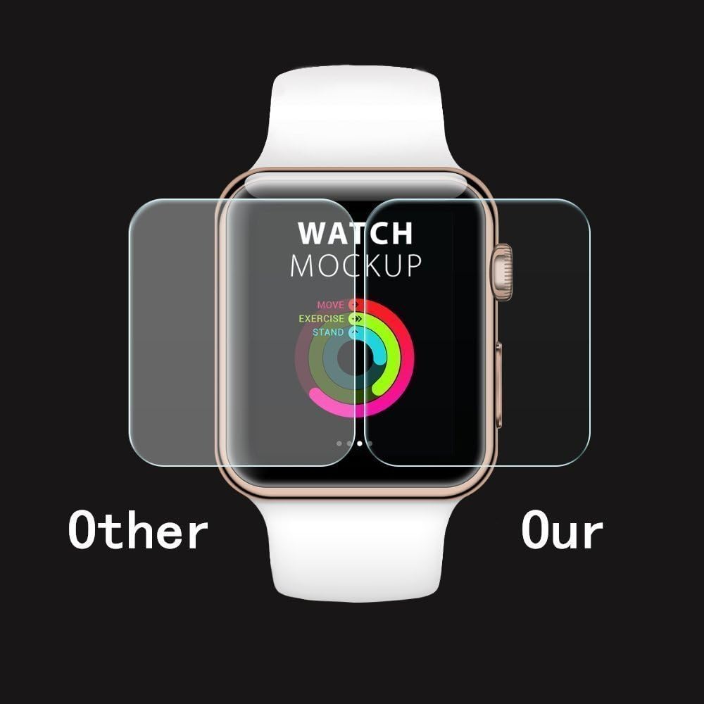 [2 Pack] DeFitch Premium Anti-Scratch Tempered Glass Screen Protector,38mm Apple Watch Screen Protector for Series 1, 2 & 3, [Only Covers The Flat Area]