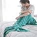 Mermaid Tail Blanket, Saplit Handmade Knitted Warm Sofa Quilt Living Room Sleeping Bag for Adults and Kids 180cm x 90cm (Mint green)