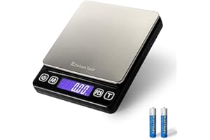 K KITCHENTOUR KitchenTour Digital Kitchen Scale - 500g/0.01g High Accuracy Precision Multifunction Food Meat Scale Jewelry Lab Carat Powder Scale with Back-Lit LCD Display(Batteries Included)