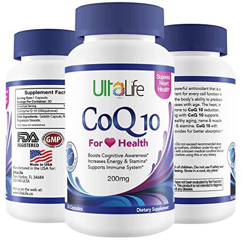 #1 Best CoQ 10 - Coenzyme Q10 the 'Miracle Supplement' Supports Every Cell in the Body. Heart + Energy + Stamina + Mental Focus + Aging. Ubiquinone is Essential to the Body. 1 Veggie Capsule Daily.