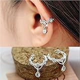 Women ear Cuff Wrap Rhinestone Crystal Clip On Earring Jewelry Silver 1 by JASSINS