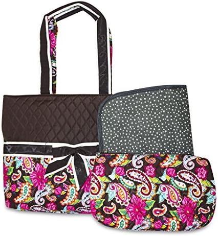 Rosen Blue Paisley Print Diaper Bag 3-Piece Set - Brown/White