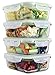 [4 PACK] Zenware Freshsav Series 35.5 oz Compartmentalized Glass Meal Prep Food Storage Containers Set Airtight locking Lids | Microwave, Freezer, Oven & Dishwasher Safe