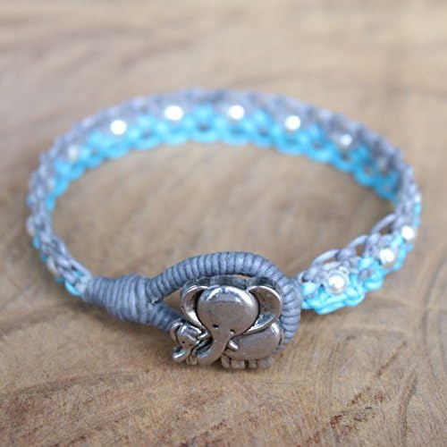 Gift Bracelet For Woman, Elephant Jewelry For Girl, Handmade Bracelet, Friendship Bracelet, Mother & Daughter Bracelet, Charm Bracelet, Baby Girl Jewely - Blue & Gray
