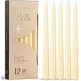 Leor & Lair Ivory Taper Candles - 12 Pack 10" Ivory Candlesticks - Unscented Cream Candle Sticks for Home Decoration, Holiday Tables, Weddings, Restaurants & Business Events