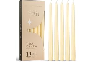 Leor & Lair Ivory Taper Candles - 12 Pack 10" Ivory Candlesticks - Unscented Cream Candle Sticks for Home Decoration, Holiday Tables, Weddings, Restaurants & Business Events