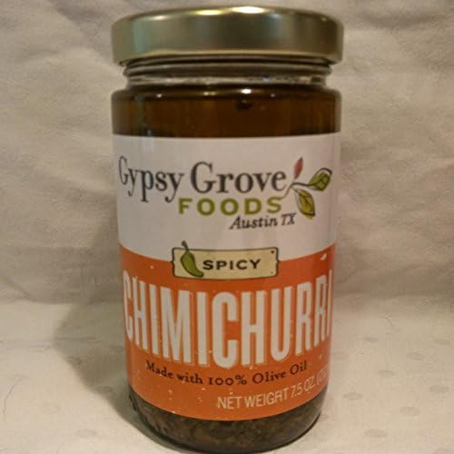 Natural Chimichurri Steak Sauce, Grilling Sauce, Marinade, Pasta Dressing and Sandwich Spread by Gypsy Grove Foods - Spicy
