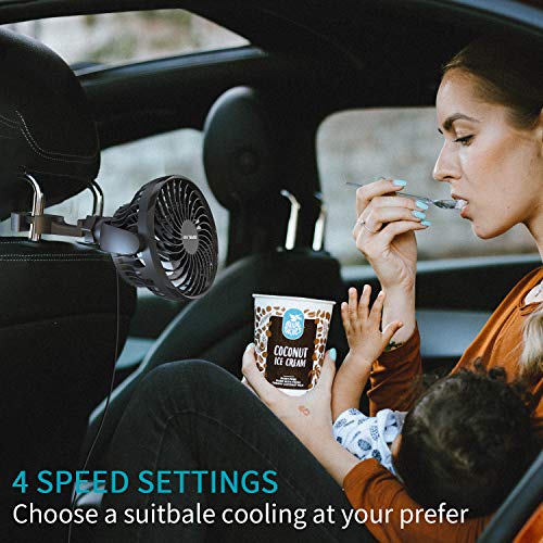 OPOLAR Mini Car USB Fan with MultiDirectional Hook, High Airflow, Four