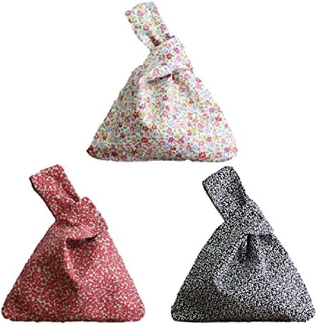 Vegang Women Knot Bag Japanese Style Handbag Mobile Phone Wristlet 3pcs set (S, Small flower print)