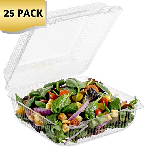 25-PACK-OccasionWise-Clear-Plastic-Food-Container-with-Hinged-Lid-approx-8x8x35