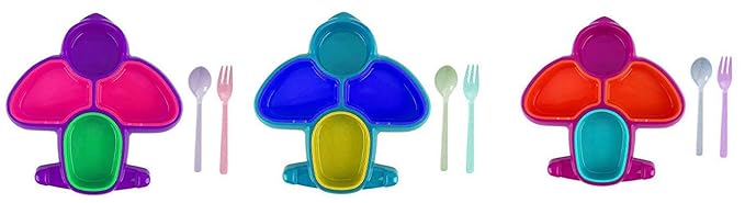 Shri Ashtavinayak Aeroplane Kids Meal Tray 4 Compartments (Set of 3)