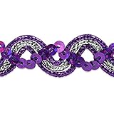 Expo International Karmen Sequin Metallic Braid Trim Embellishment, 20-Yard, Purple/Silver
