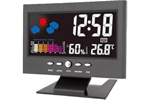 Digital LED Temperature Humidity Monitor Weather Forecast LED Table Alarm Clock, Multifunctional Wireless Desk Digital LEDs W