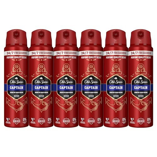 Captain Desodorante Corporal En Spray Para Hombres 150 ml, Fresco 24 Horas, Todos Los Días Con Uso Diario, Perfume Duradero, Fragancia Excepcional, Protección Contra El Mal Olor