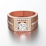 YiLinger Exquisite Men Jewelry Rose Gold Plated Square White Cubic Zirconia Wide Band Rings