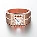 Men's Cz Layered Squares Fashion Cubic Zirconia Rings(Rose Gold Plated)