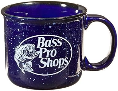 Bass Pro Shops 16 oz. Camp Mug, Oversized gripping handle, 2-tone speckled stoneware, Dishwasher and microwave safe (Cobalt Blue)