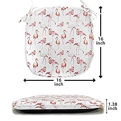 Ambesonne Flamingo Chair Seating Cushion, Tropical