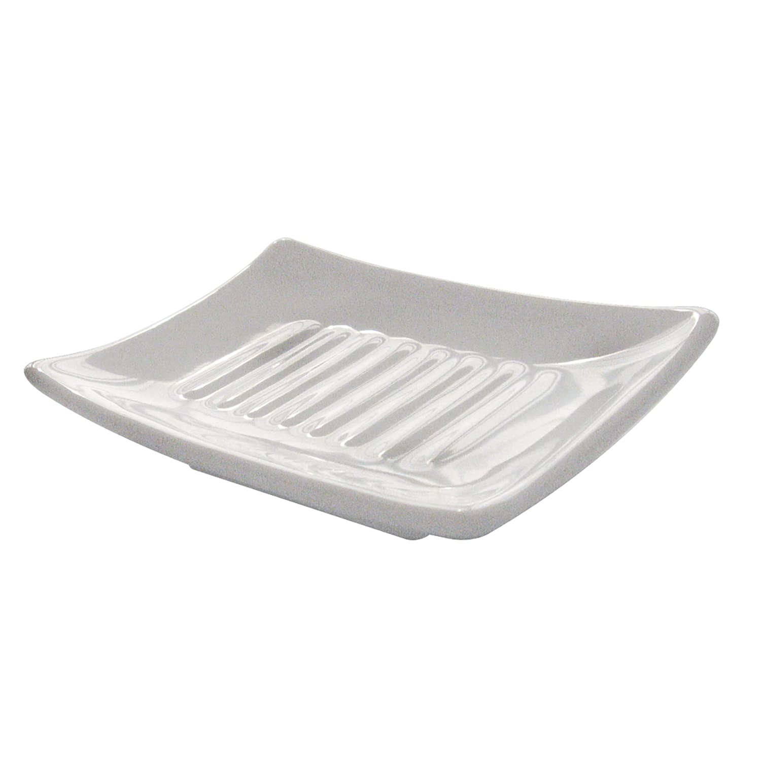 Gedy Queenstown Soap Dish, Dimensions and Weight: 2.5 x 11.5 x 8.5 cm & 1.6 kg, Solid Soap Holder Made of Eco-friendly Ceramic, White Finish, R&D Design, 2 Year Warranty