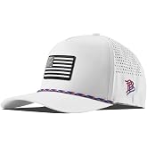 Branded Bills Vintage Old Glory Curved Rope Hats for Men | Raised PVC rubber patch, moisture-wicking sweatband, breathable perforated side panels, quick-dry stretch fabric