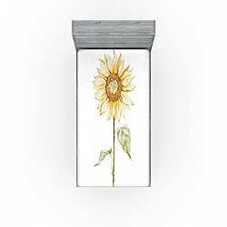 Ambesonne Sunflower Fitted Sheet, Sunflowers