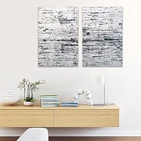 2 Panel Canvas Wall Art - Abstract Grunge Black and Grey Scratches - Giclee Print Gallery Wrap Modern Home Art Ready to Hang - 16"x24" x 2 Panels