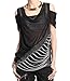 TOKYO-T Punk Tshirts for Women Steampunk Shirt Loose Ripped Cut Out Tank Top Black