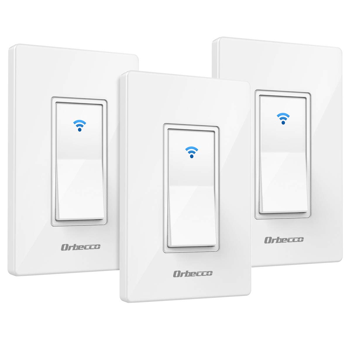 Orbecco Smart Light Switch, [3-Pack] App Remote Control Wi-Fi in-Wall Smart Switch Compatible with Alexa, Google Home & IFTTT, Neutral Wire Required, Easy Installation, Fit iOS Android Phones, White