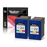 Valuetoner Remanufactured Ink Cartridge Replacement for HP Hewlett Packard 22 CC580FN, C9352AN (2 Tri-Color) 2 Pack for HP desk jet 3910 3920 3930 3210 4315 J3608 J3625 J3635 J3640 1410 1415 Printer