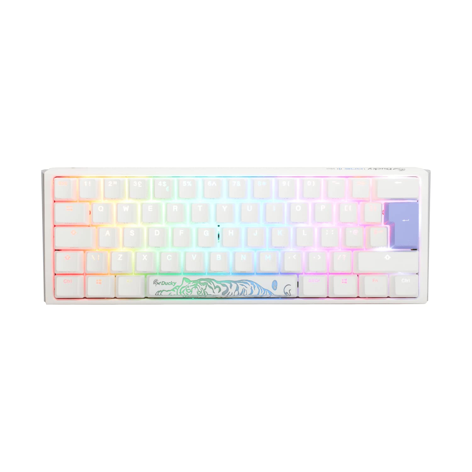 Ducky One3 Pure White Mini RGB Speed Silver Cherry MX Switch Keyboard - UK Layout
