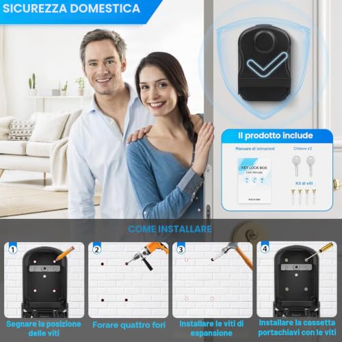 ENONEO Key Safe Box Large External Key Safe 4 Code Waterproof Key Box Combination with 2 Emergency Keys Self Check In Key Box for Home School Factory
