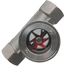 1/2" NPT Stainless Steel Sight Flow Indicator With Red Impeller - 362PSI For Pipeline Monitoring