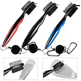 3 Pcs Dual Bristles Golf Club Brush Cleaner Ball