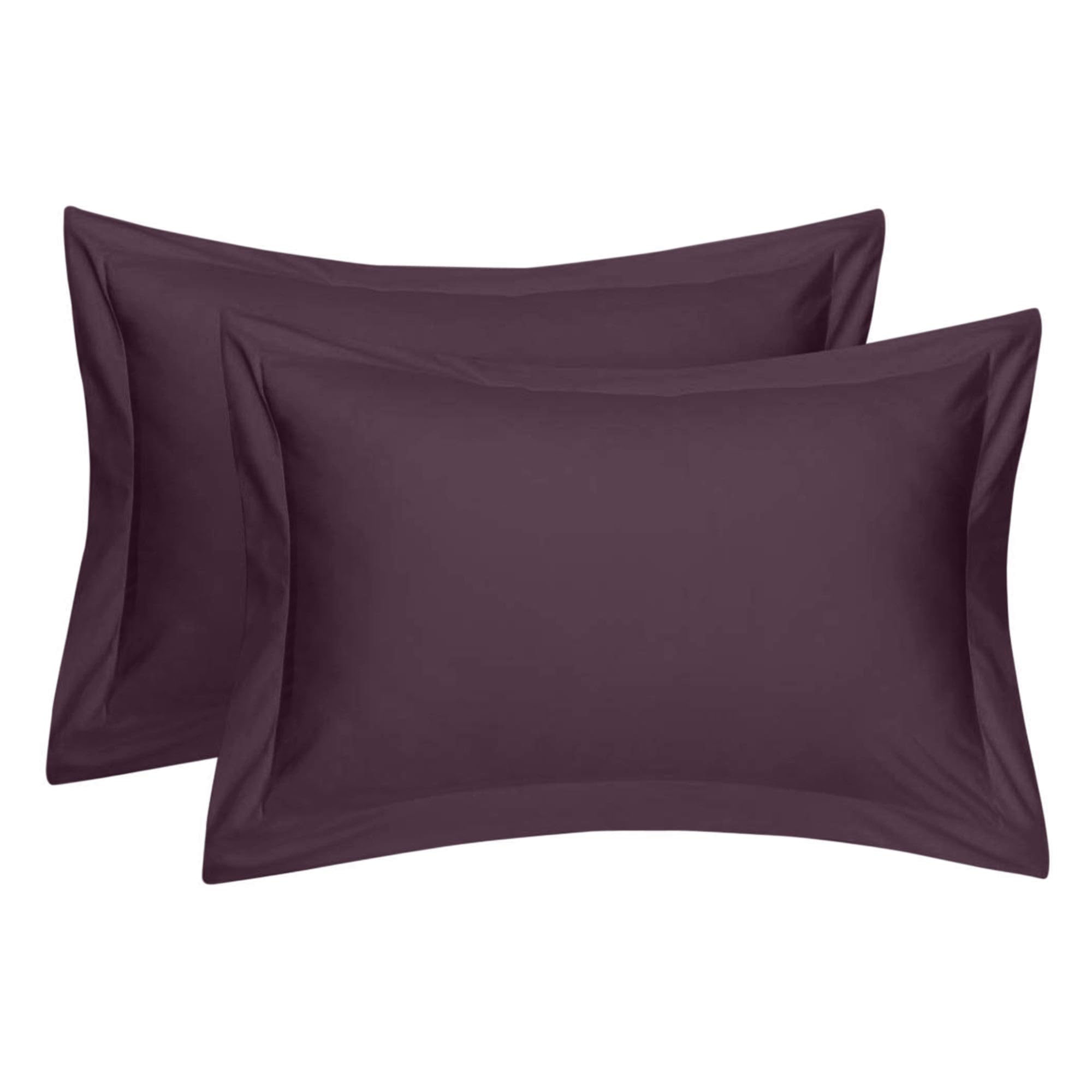 Comfort Beddings Heavy Quality 600 Thread Count 100% Egyptian Cotton Oxford Pillow Cases Pack Of 2 - Plum ( Standard Size 50 x 75 CM )