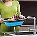 Collapsible Dish Pan with Draining Plug, QiMH Foldable Washing Basin Over The Sink with Extendable Handles, 6 Quart (1.5Gallon) Capacity Fruits and Vegetable Drainer for Kitchen and Camping, BPA Free