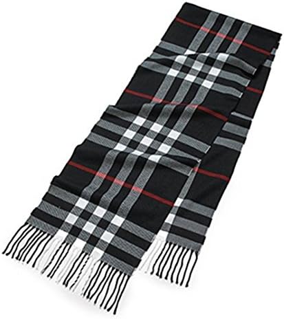 Men's Scarves Hot Sale Scarf Classic Arrival Spring Plaid Scarf Tassel Edge Soft Warm Scarf(Black White)